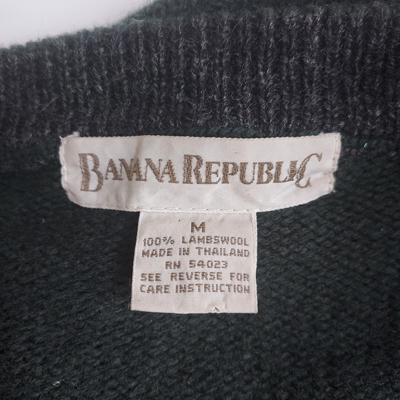 Mens Medium Banana Republic Dark Forest Green 100% Lambswool LS V-Neck Sweater - Picture 5 of 8